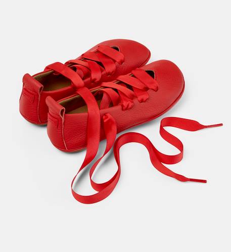 Ballerines fille cuir right kids Bleu pastel+Rose pastel+Rouge moyen 14 - vertbaudet enfant 
