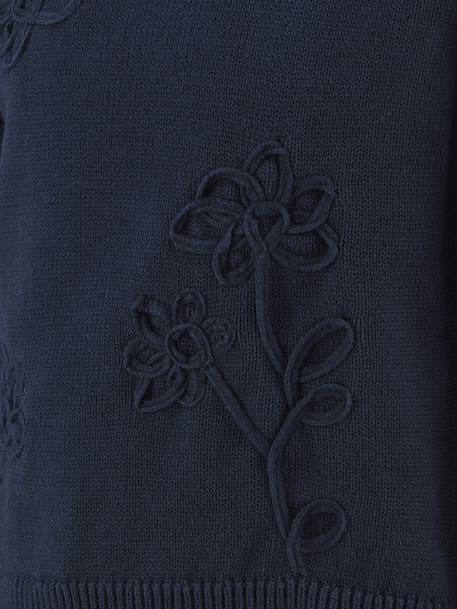 Pull avec fleurs fille Happy Girls bordeaux+marine 6 - vertbaudet enfant 