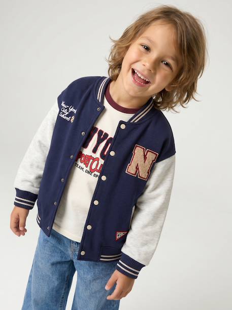 Sweat teddy garçon marine+vert sapin 1 - vertbaudet enfant 