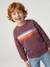 Sweat garçon col rond blanc chiné+mauve 8 - vertbaudet enfant 
