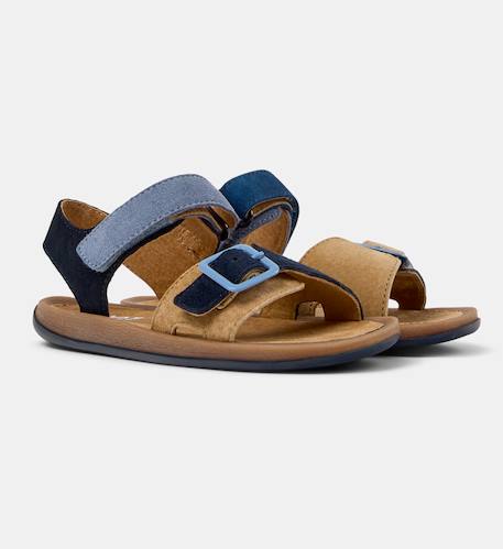 Sandales garçon cuir bicho kids twins Bleu marron 2 - vertbaudet enfant 