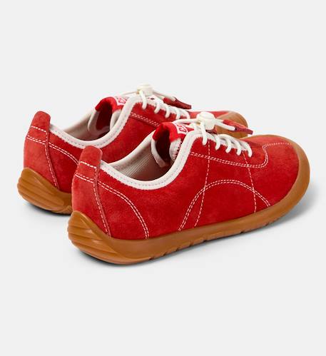 Baskets fille cuir peu path kids Marron moyen+Rouge moyen 9 - vertbaudet enfant 