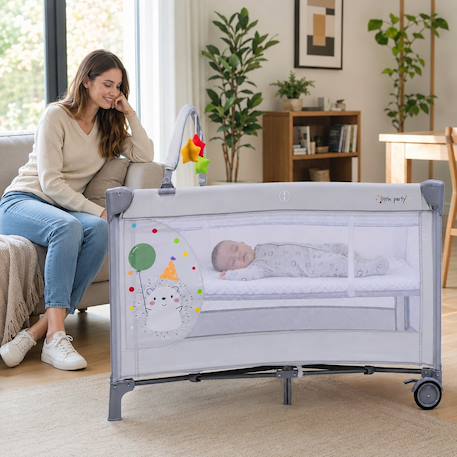 Lit parapluie double hauteur Complet Duo Hérisson Gris 6 - vertbaudet enfant 