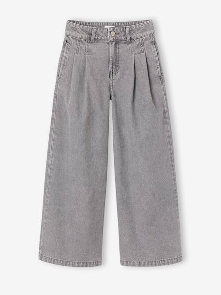 Jean large fille bleu moyen+denim gris 5 - vertbaudet enfant 
