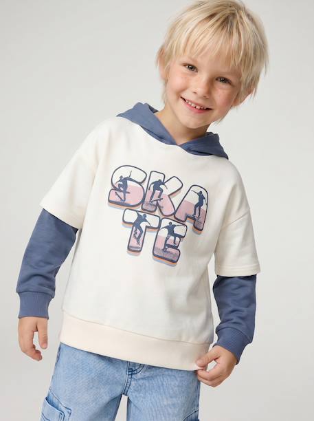 Sweat à capuche garçon écru 2 - vertbaudet enfant 