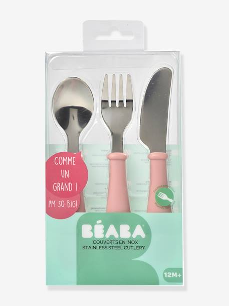 Set 3 couverts d'apprentissage inox airy green+old pink+rose+vert 7 - vertbaudet enfant 