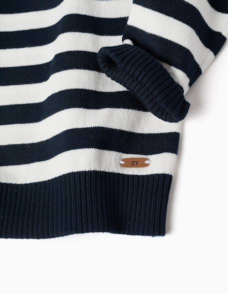 Pull en maille à rayures Bleu foncé 4 - vertbaudet enfant 
