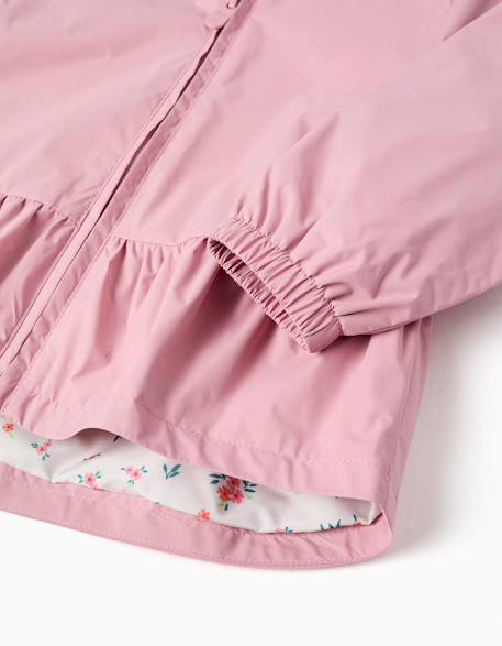 Coupe-vent avec capuche et ourlet à volants Rose clair 4 - vertbaudet enfant 