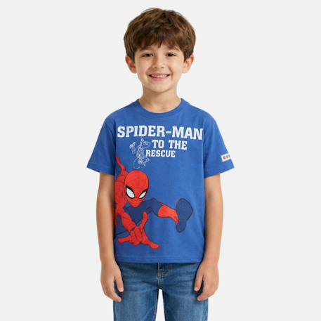 T-shirt manches courtes garçon avec personnage spiderman Bleu+Marine 5 - vertbaudet enfant 