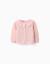 Gilet en maille ajourée avec extrémités festonnées Rose 1 - vertbaudet enfant 