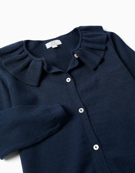 Gilet en maille avec col à volants Bleu 3 - vertbaudet enfant 