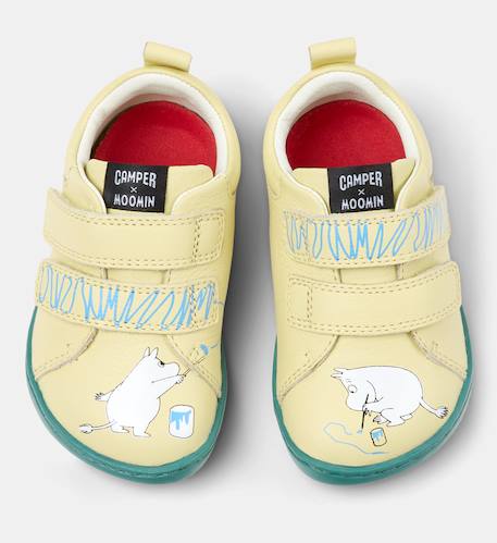 Baskets cuir PEU CAMI Blanc natural+Blanc noir+Jaune pastel+Marine+Rouge moyen 13 - vertbaudet enfant 