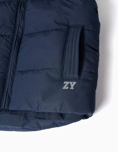Doudoune sans manches avec doublure en polaire et poches latérales Bleu foncé+Rouge 4 - vertbaudet enfant 