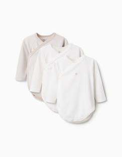 Bébé-Body-Lot de 3 bodies croisés à manches longues en coton