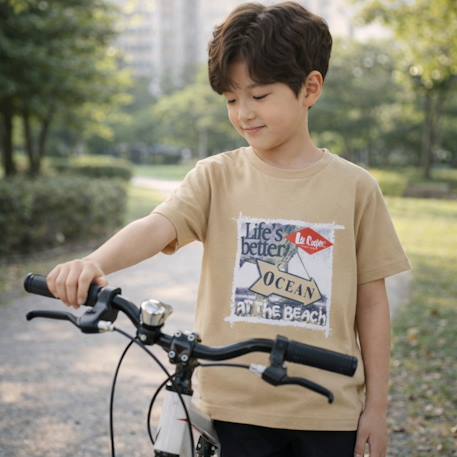 T-shirt manches courtes garçon avec imprime ocean Beige+Bleu+Marine+Orange 2 - vertbaudet enfant 