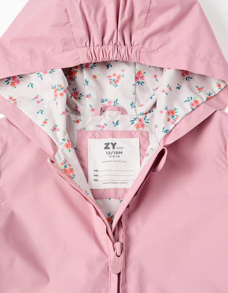 Coupe-vent avec capuche et ourlet à volants Rose clair 3 - vertbaudet enfant 