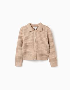 -Cardigan en maille torsadée et ajourée