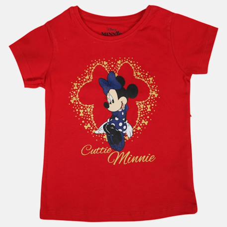 T-shirt manches courtes imprimé, col rond minnie Rose pâle+Rouge 10 - vertbaudet enfant 