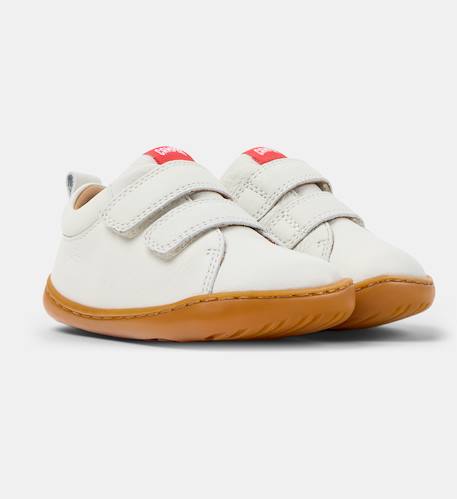 Baskets cuir PEU CAMI Blanc natural+Blanc noir+Jaune pastel+Marine+Rouge moyen 2 - vertbaudet enfant 