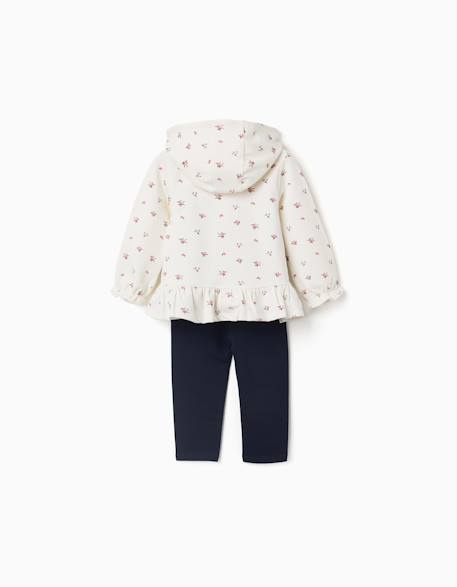 Ensemble de jogging 3 pièces en coton avec imprimé floral Blanc 2 - vertbaudet enfant 