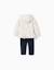 Ensemble de jogging 3 pièces en coton avec imprimé floral Blanc 2 - vertbaudet enfant 
