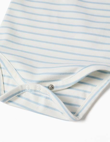 Body polo à manches longues et rayures Beige clair 3 - vertbaudet enfant 