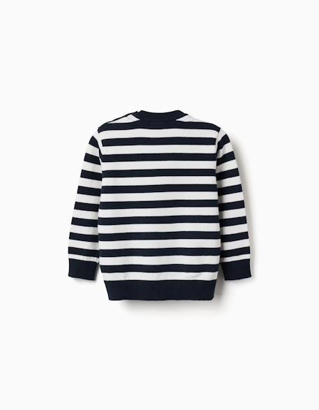 Pull en maille à rayures Bleu foncé 2 - vertbaudet enfant 