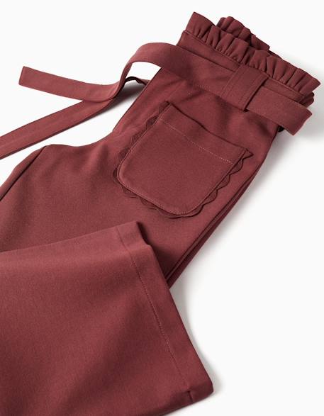 Pantalon à jambe large en point de rome avec ceinture Marrón 4 - vertbaudet enfant 