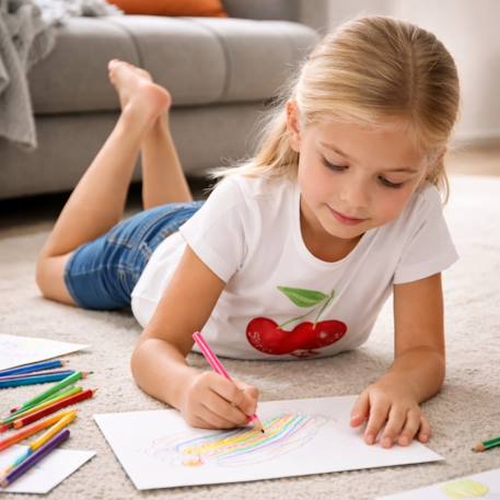 T-shirt manches courtes avec dessin Beige+Blanc+Orange+Rose 7 - vertbaudet enfant 