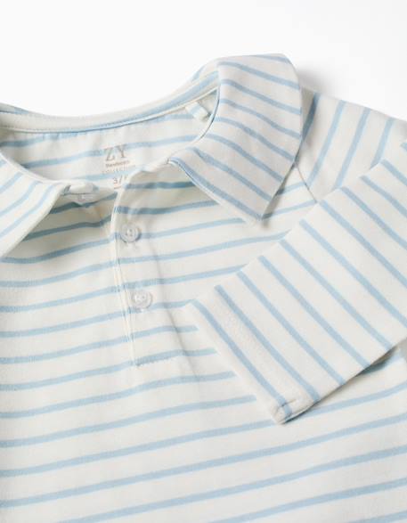 Body polo à manches longues et rayures Beige clair 4 - vertbaudet enfant 
