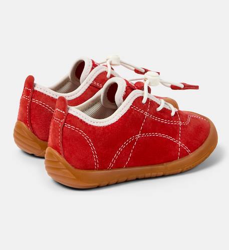Baskets garçon cuir peu path Jaune pastel+Marine+Rouge moyen 14 - vertbaudet enfant 