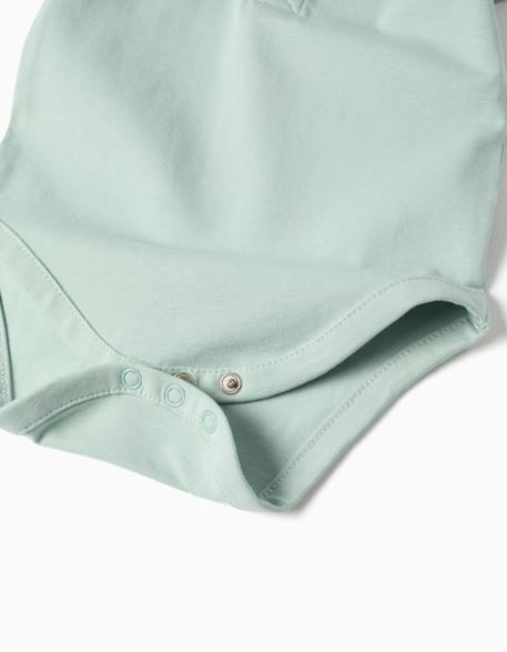 Body polo en coton à rayures Vert clair 4 - vertbaudet enfant 