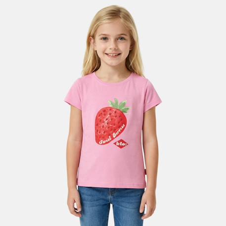 Fille-T-shirt, sous-pull-T-shirt-T-shirt manches courtes avec dessin