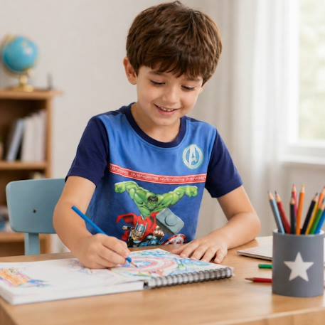T-shirt manches courtes garçon avec imprimé avengers Bleu+Marine 7 - vertbaudet enfant 