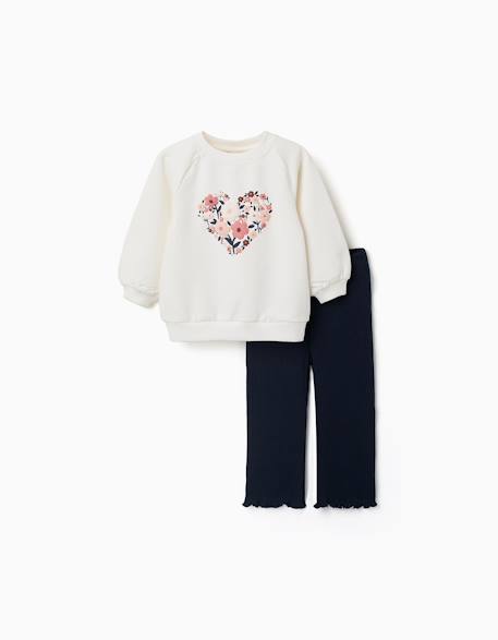 Ensemble sweat et pantalon en coton Blanc 1 - vertbaudet enfant 
