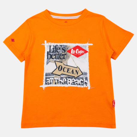 T-shirt manches courtes garçon avec imprime ocean Beige+Bleu+Marine+Orange 18 - vertbaudet enfant 