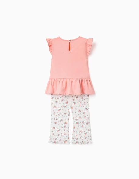 Ensemble t-shirt en coton et pantalon côtelé Saumon 2 - vertbaudet enfant 