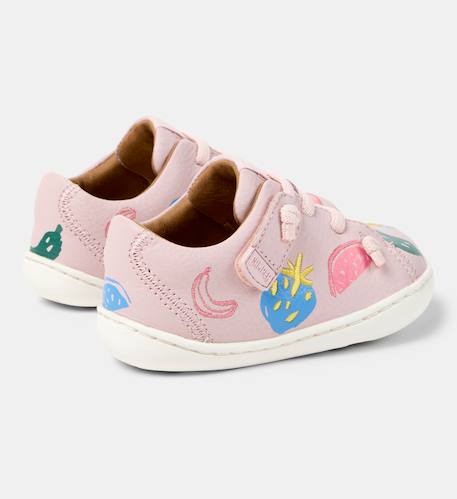 Baskets fille cuir peu cami twins Gris moyen+Rose pastel 9 - vertbaudet enfant 