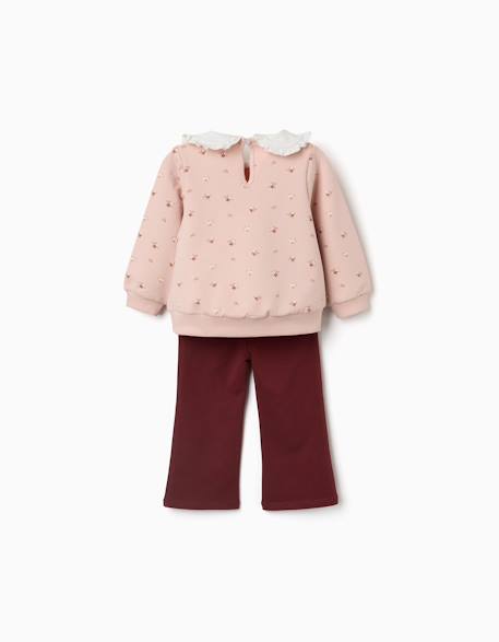 Ensemble sweat et pantalon en coton Rose clair 2 - vertbaudet enfant 