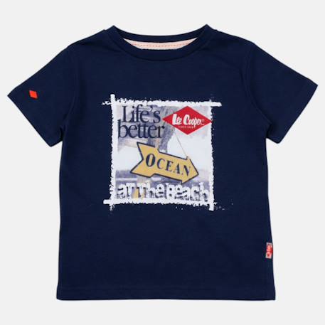 T-shirt manches courtes garçon avec imprime ocean Beige+Bleu+Marine+Orange 13 - vertbaudet enfant 