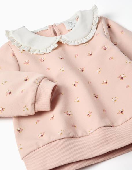 Ensemble sweat et pantalon en coton Rose clair 3 - vertbaudet enfant 