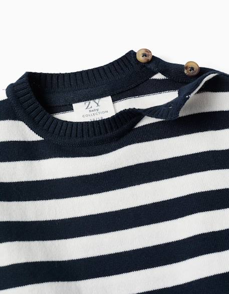 Pull en maille à rayures Bleu foncé 3 - vertbaudet enfant 