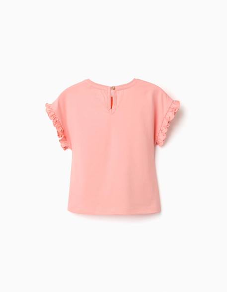T-shirt en coton avec imprimé minnie et volants Saumon 2 - vertbaudet enfant 