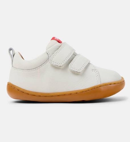 Baskets cuir PEU CAMI Blanc natural+Blanc noir+Jaune pastel+Marine+Rouge moyen 1 - vertbaudet enfant 