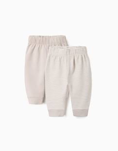 Bébé-Pantalon, jean-Lot de 2 pantalons en coton unis/à rayures