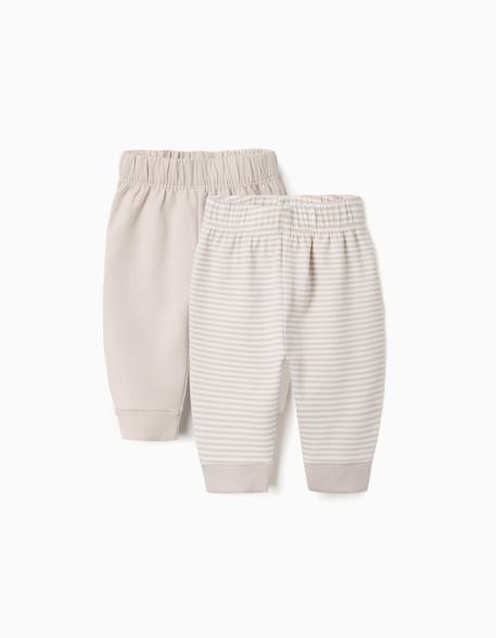 Bébé-Lot de 2 pantalons en coton unis/à rayures