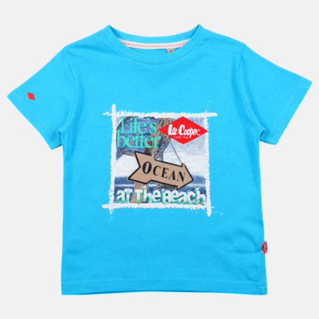 T-shirt manches courtes garçon avec imprime ocean Beige+Bleu+Marine+Orange 8 - vertbaudet enfant 