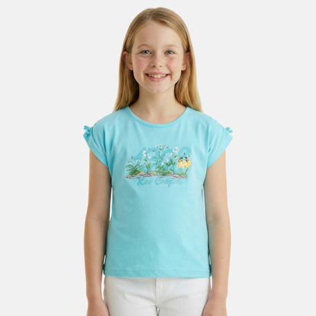 T shirt fille manches courtes Blanc+Bleu+Gris+Jaune 5 - vertbaudet enfant 