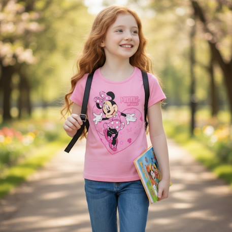 T-shirt enfant imprimé minnie Rose+Rose clair 2 - vertbaudet enfant 