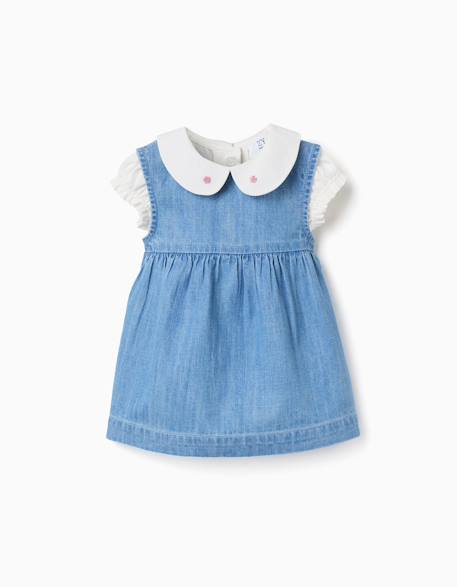 Body en coton + robe en jean sans manches Bleu 1 - vertbaudet enfant 